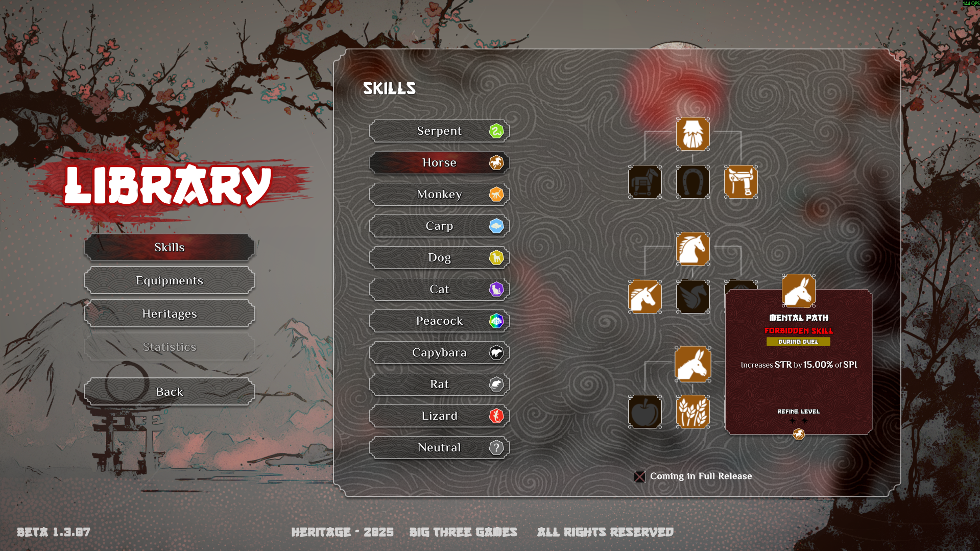 Heritage roster planning screen during a run