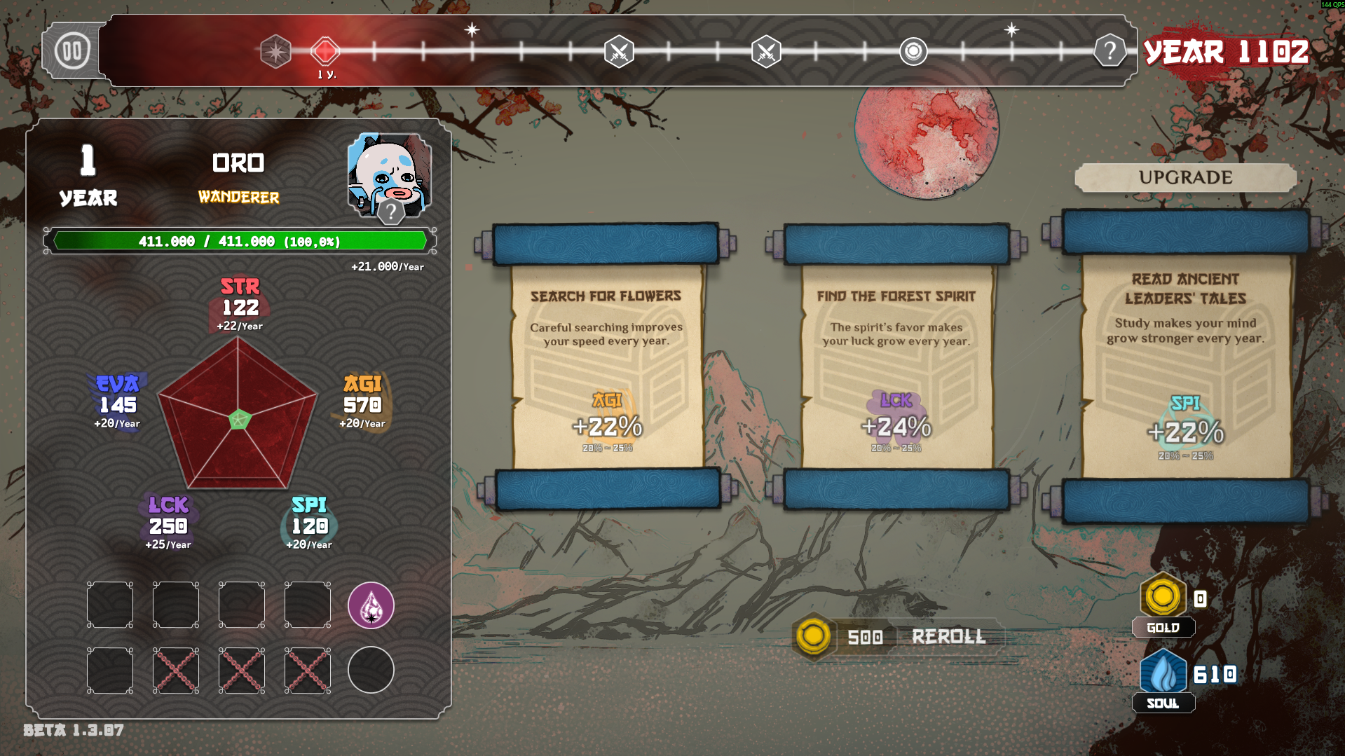 Heritage character and trait details panel